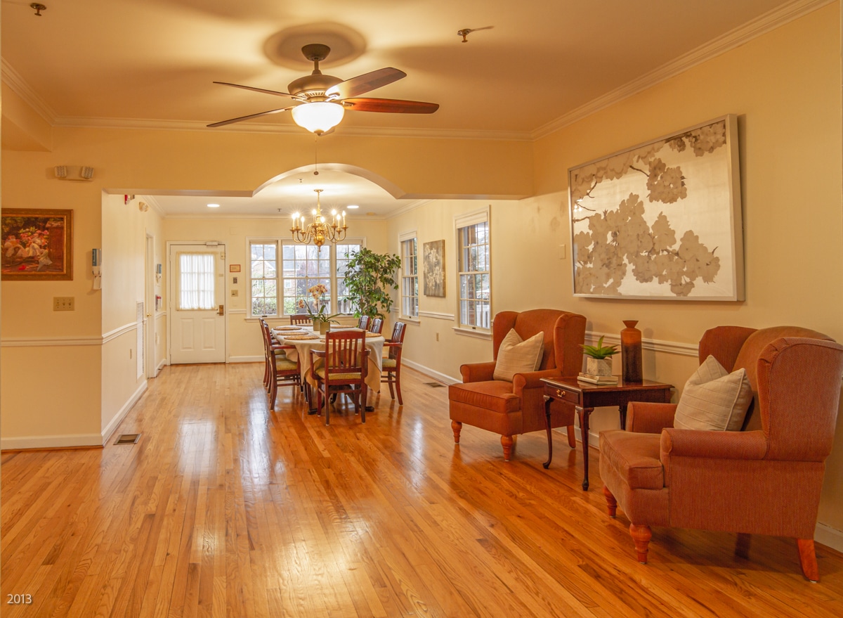 living room of auxiliary house memory care home near kensington maryland
